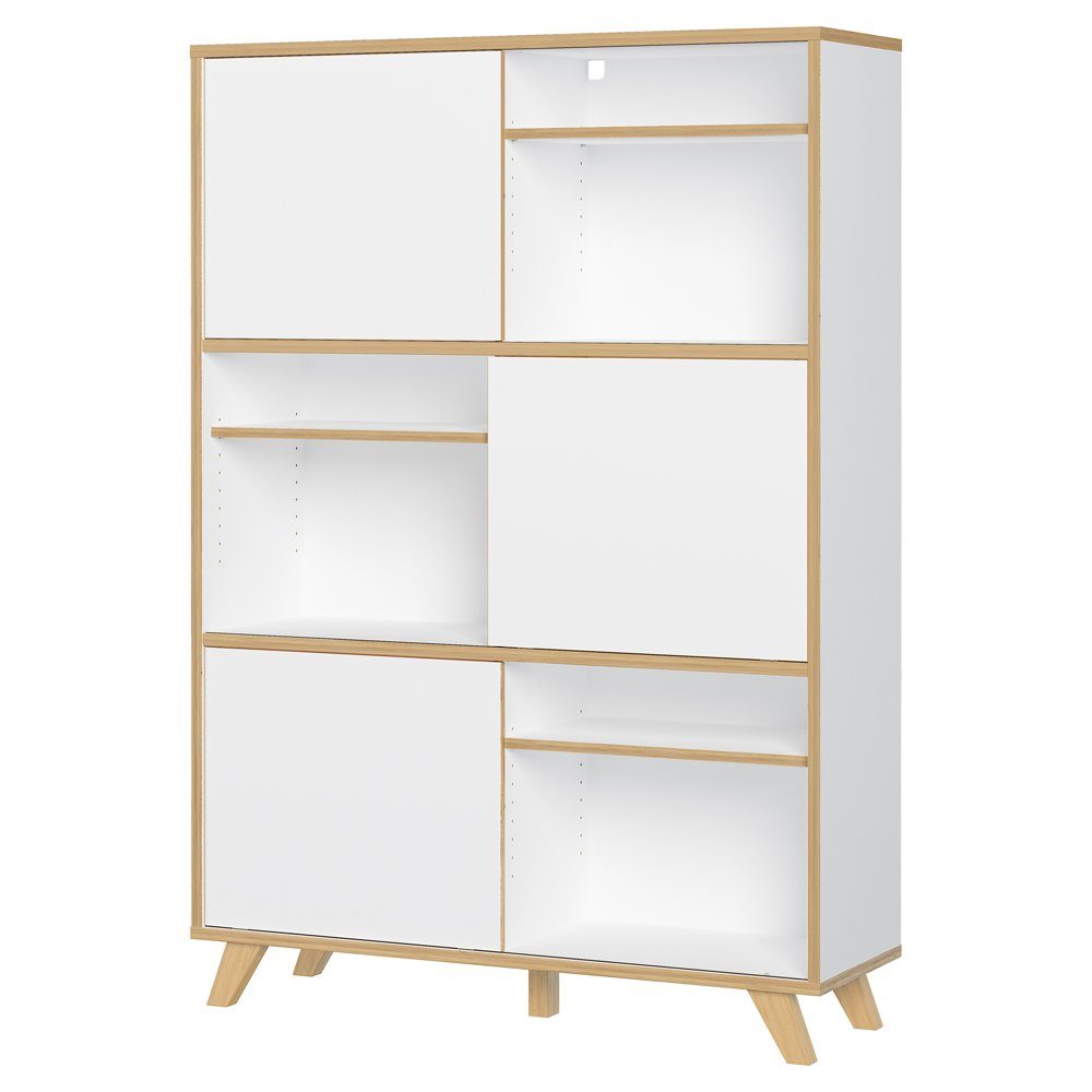 Lomadox Aktenregal HOLM-01, Aktenschrank Set weiß mit Absetzungen in Navarra Eiche Nb.
