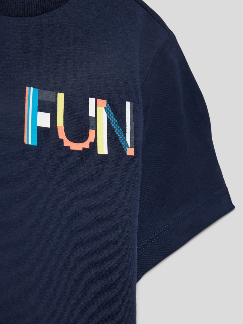 T-Shirt aus Baumwolle mit Statement-Print in marineblau