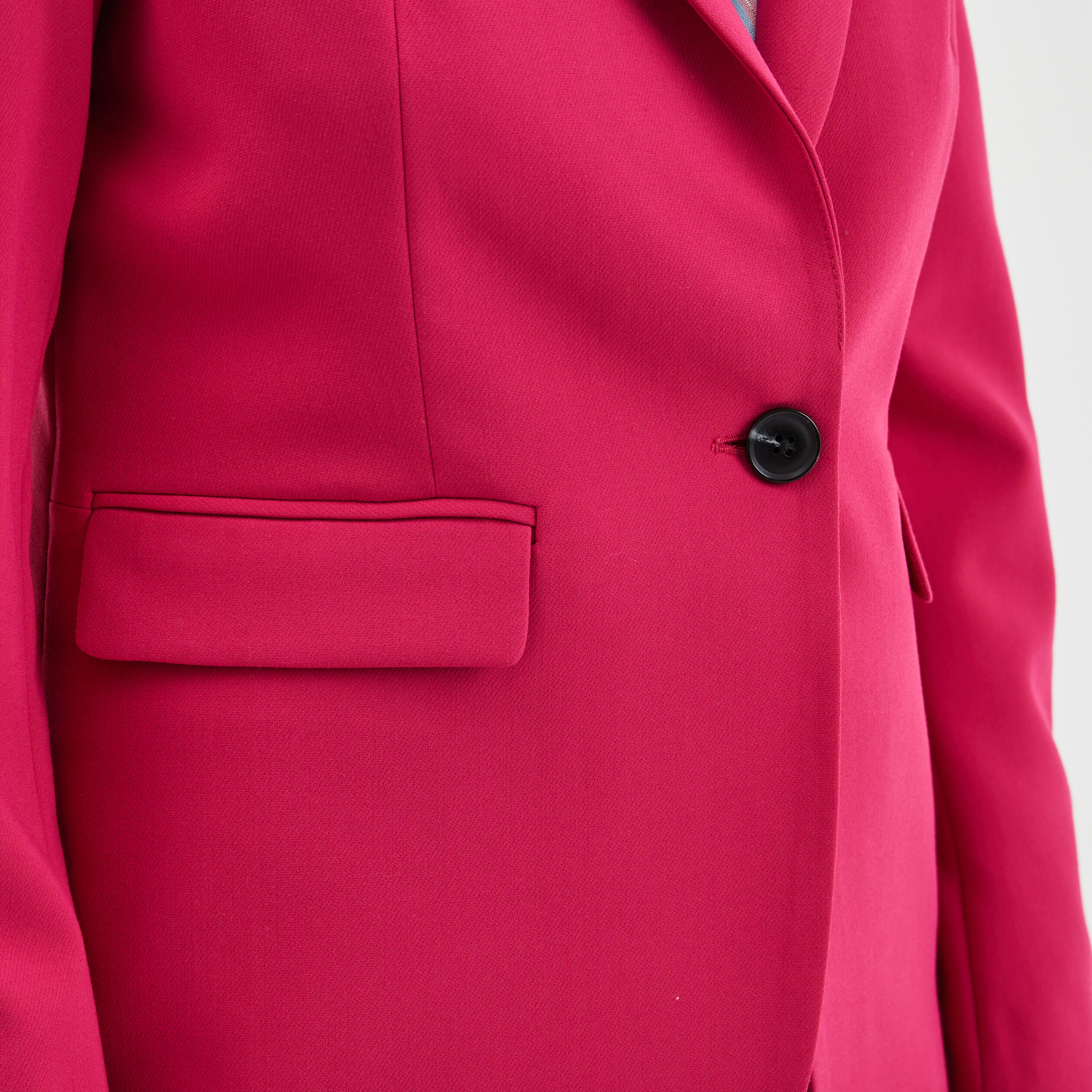Veste droite boutonnée manches longues rose framboise femme | La Halle
