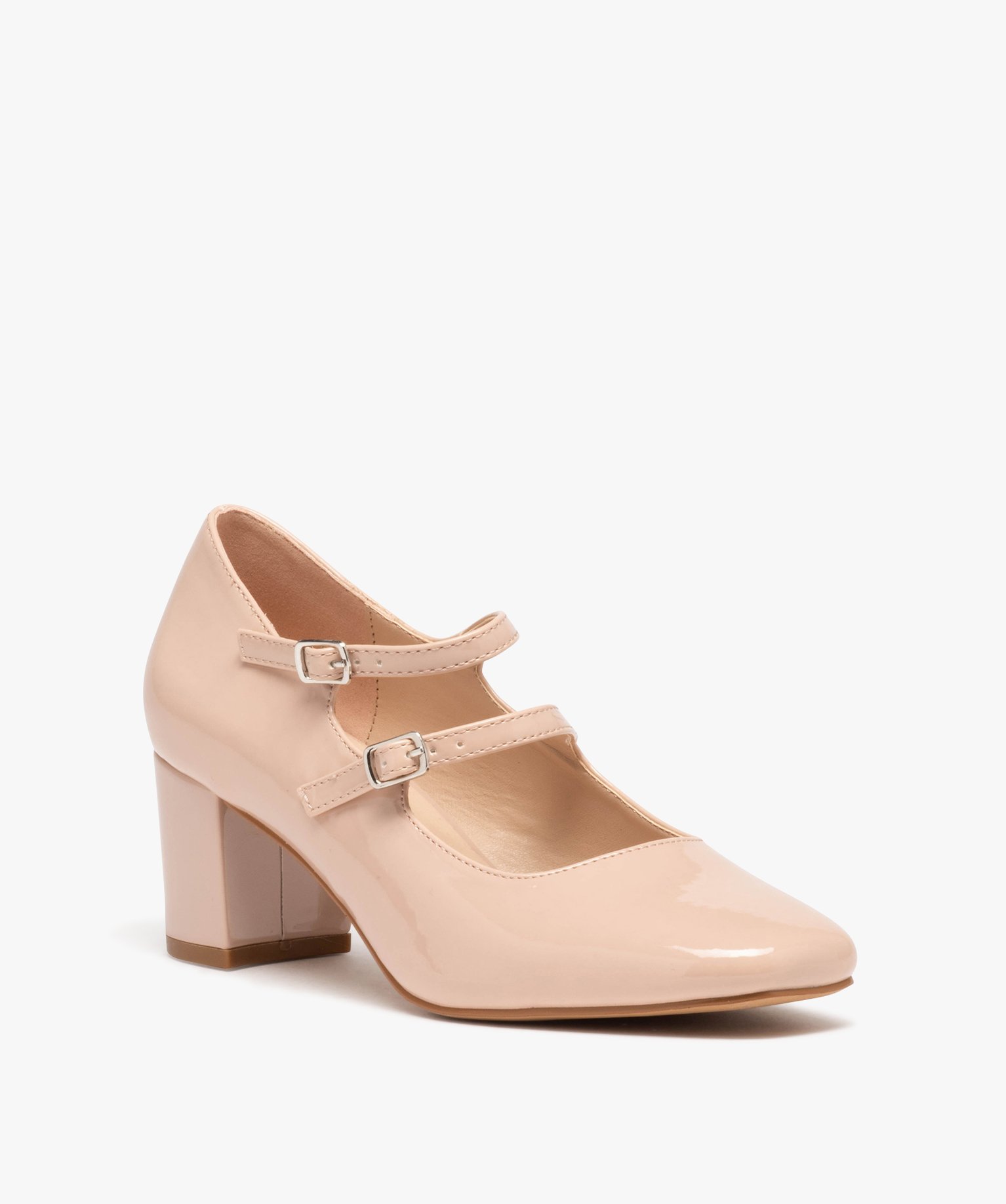Escarpin verni avec double bride femme beige | GEMO