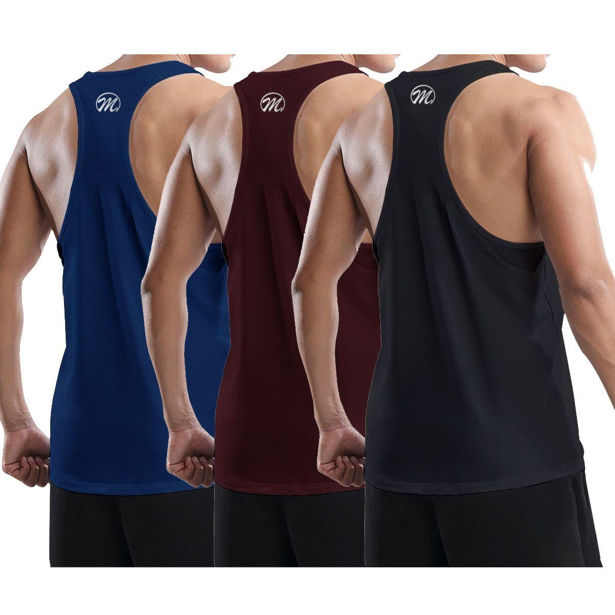 MEETYOO Tanktop Herren Funktionsshirt Achselshirts Tank Top (Sportshirt Unterhemd, 3er-Pack, Muskelshirt, Basic Shirt, Sport Unterhemd, Streetwear, sommer sport) Rundhals, Quick-Drying, Atmungsaktiv