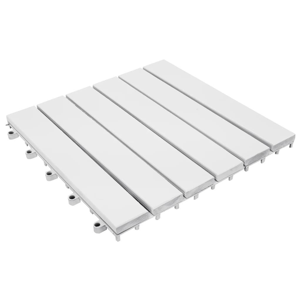 Teppichboden Terrassenfliesen 20 Stk. Weiß 30x30 cm Massivholz Akazie, vidaXL