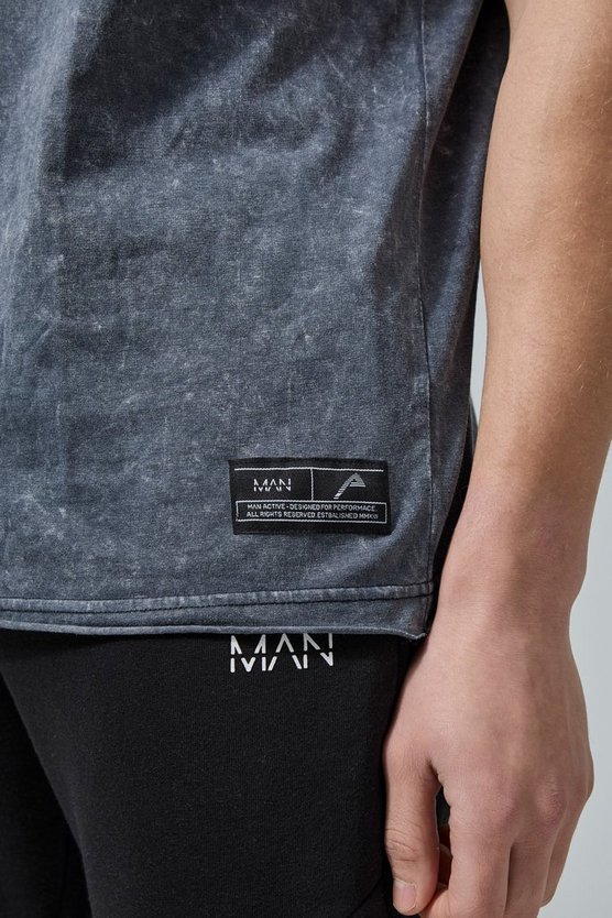 Oversize Man Active T-Shirt mit Acid-Waschung