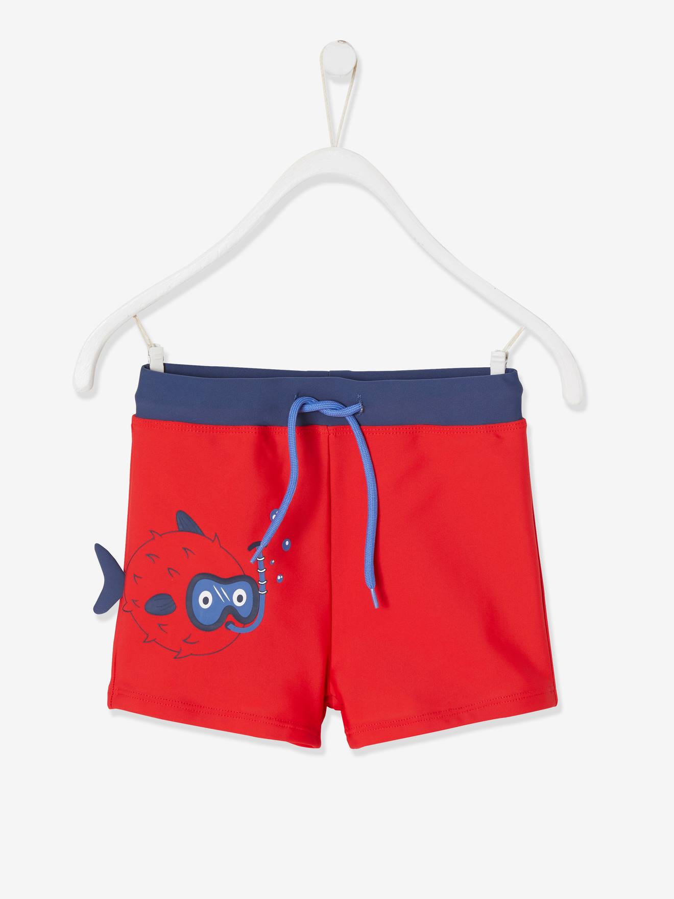 Vertbaudet Jungen Badehose Fisch, 3D-Flosse - rot/blau