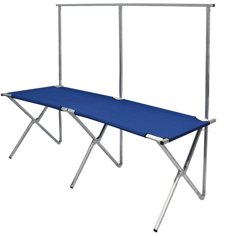 eyepower Klapptisch Verkaufstheke 2,05m + Kleiderstange faltbar, Markttisch Blau+Garderobe