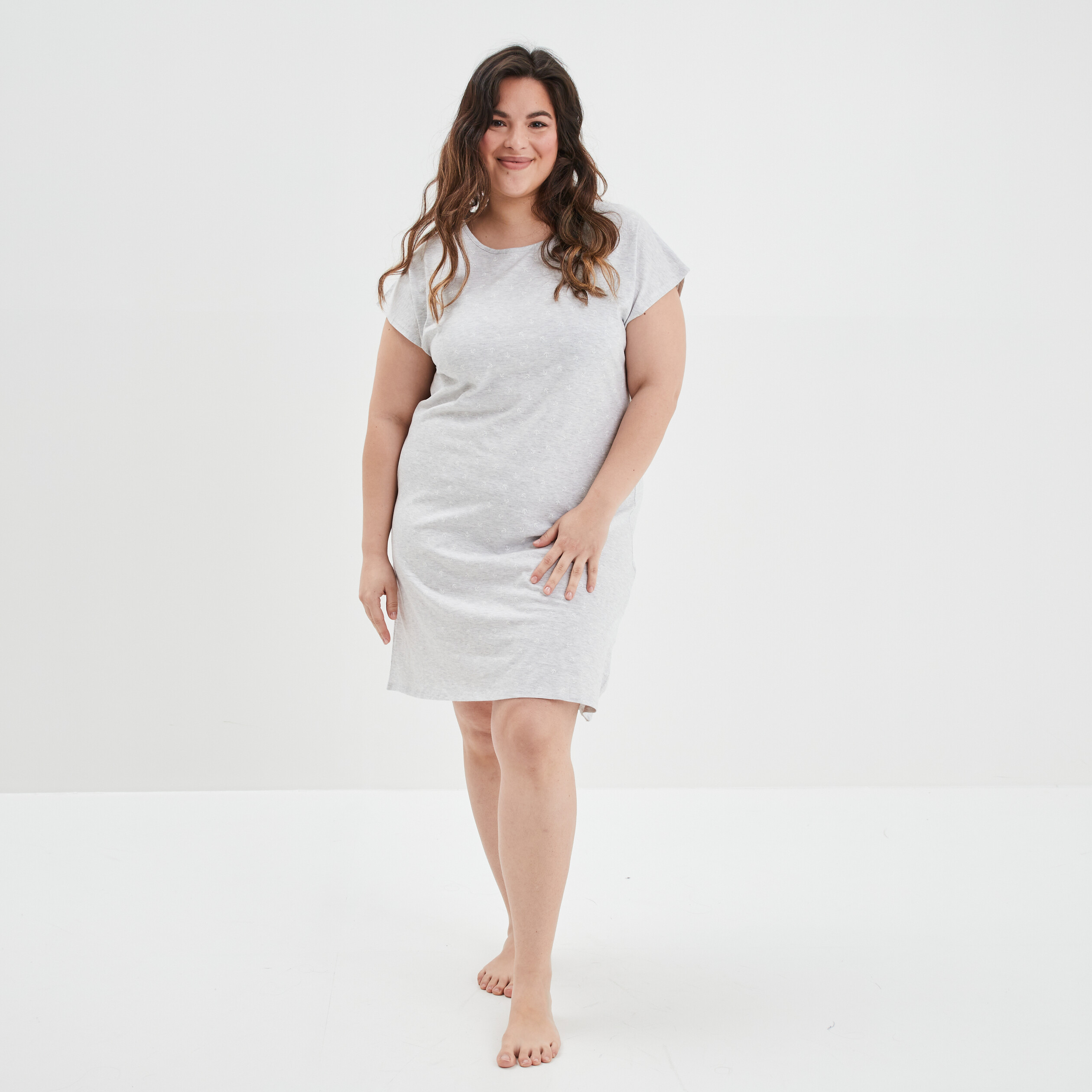 Chemise de nuit gris clair femme grande taille | La Halle