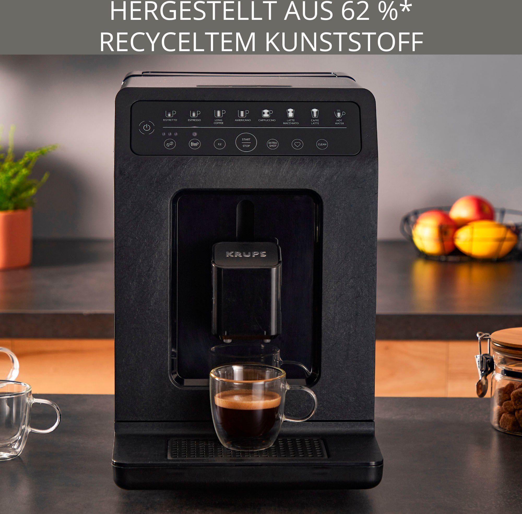 Krups Kaffeevollautomat EA897B Evidence ECOdesign, aus 62%* recyceltem Kunststoff, bis zu 90% recycelbar, inkl. Emsa Travel Mug im Wert von UVP 25,99