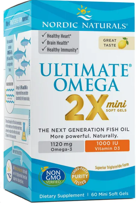 Nordic Naturals Ultimate Omega 2x Mini με βιταμίνη D3 1120 mg, Γεύση Λεμονιού, Κάψουλες