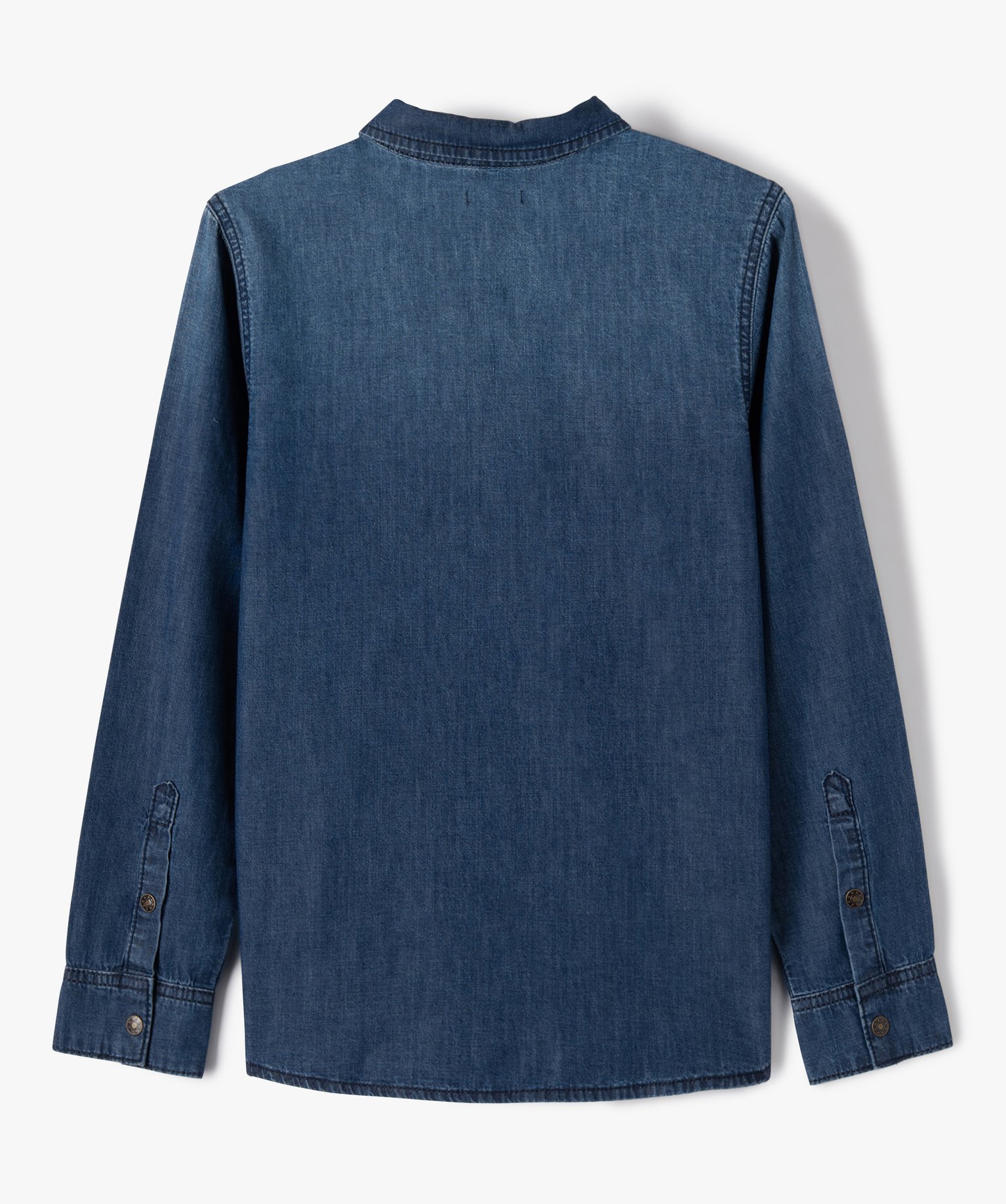 Chemise Garçon en toile de coton aspect denim bleu | GEMO