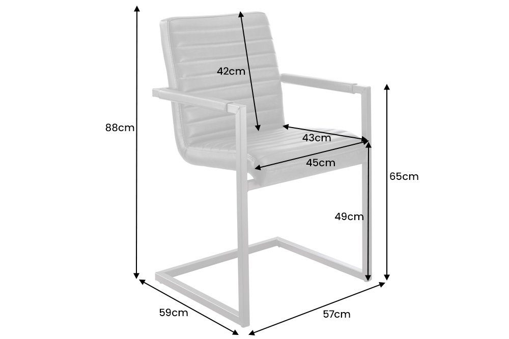 riess-ambiente Freischwinger BUFFALO anthrazit, Esszimmer · Leder · Metall · mit Armlehne · Industrial Design