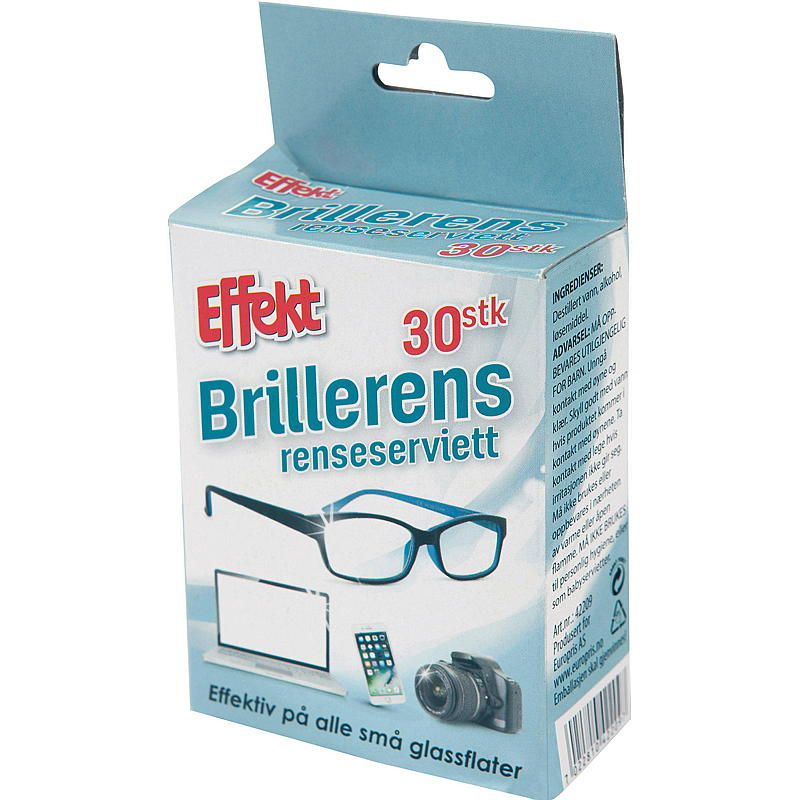 Effekt Brillerens 30 stk renseserviett