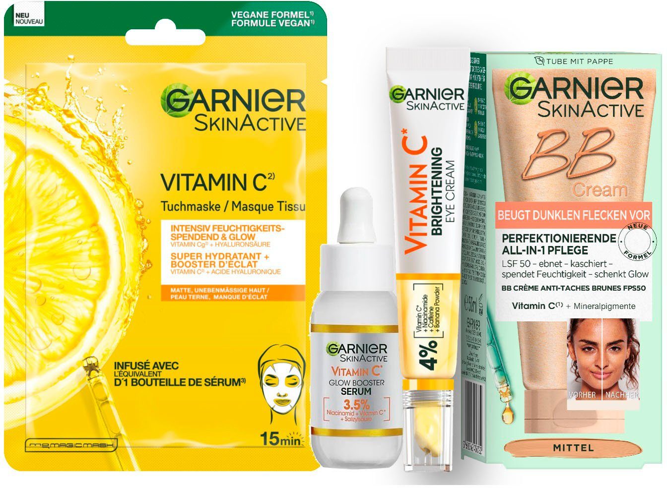 GARNIER Gesichtspflege-Set Vitamin C & BB Cream Set, 4-tlg.