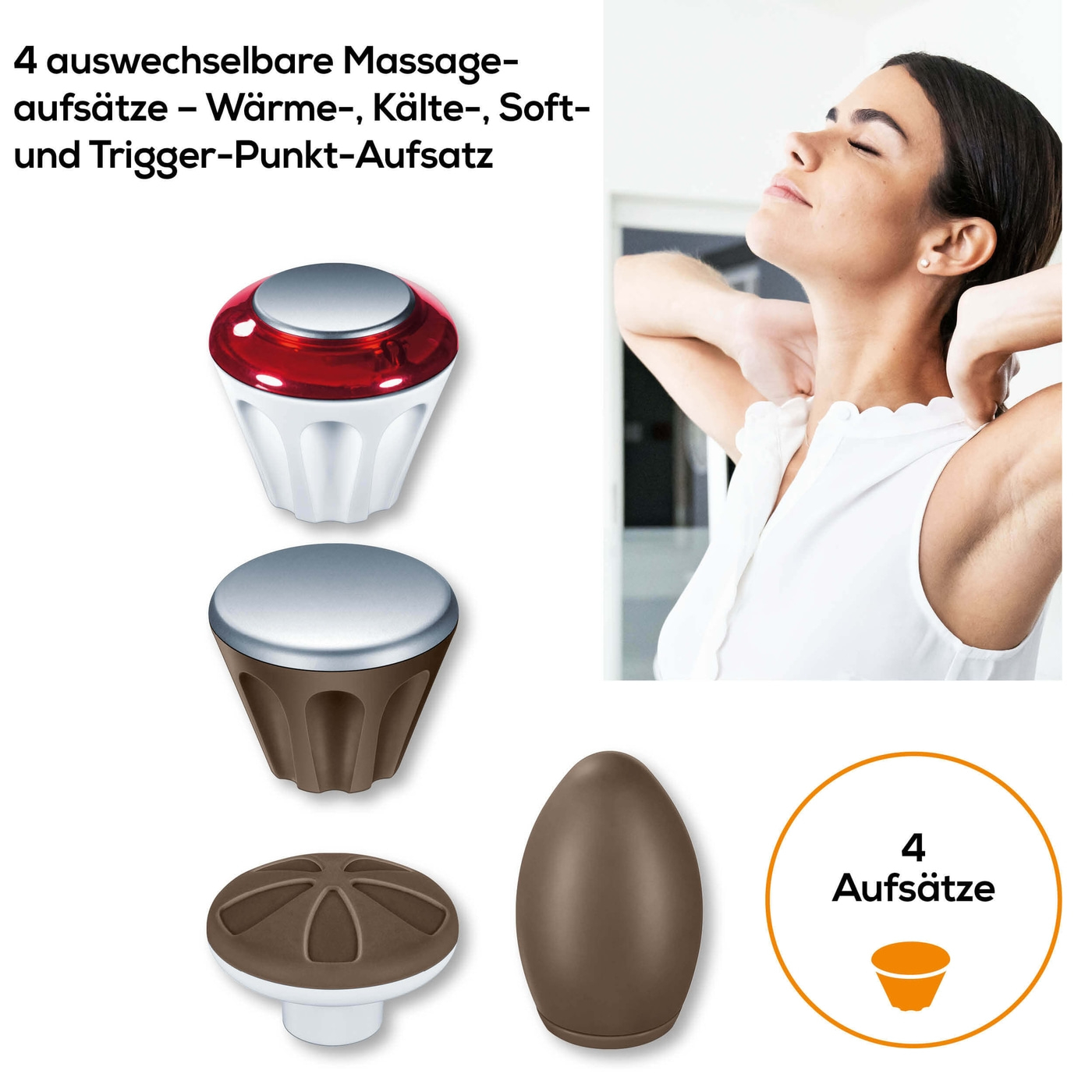 Beurer Klopf-Massagegerät - MG 510 To Go-Akkubetriebenes Klopf-Massagegerät zur Entspannung der Muskulatur & 4 Aufsätzen