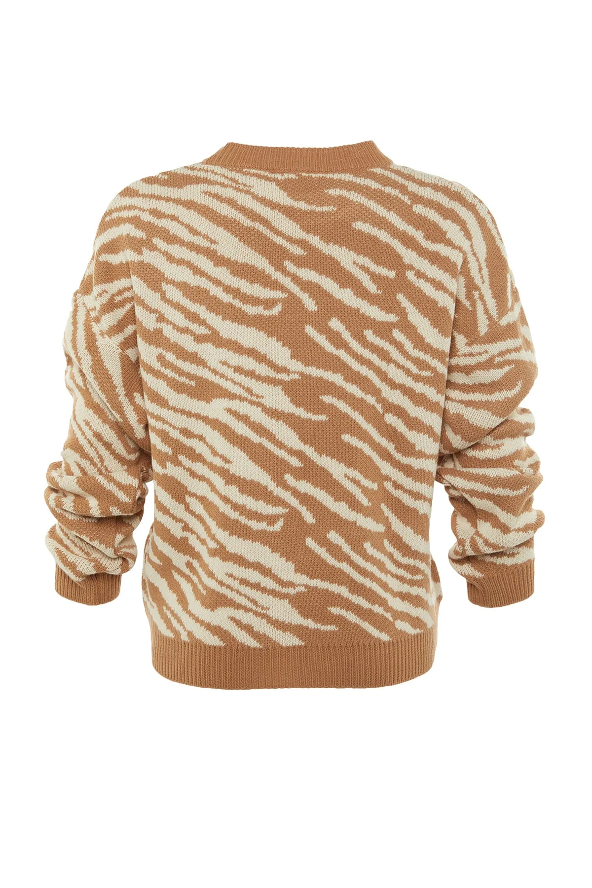 Trendyol Collection  Kamel gemusterter Strickpullover TWOAW22KZ0499