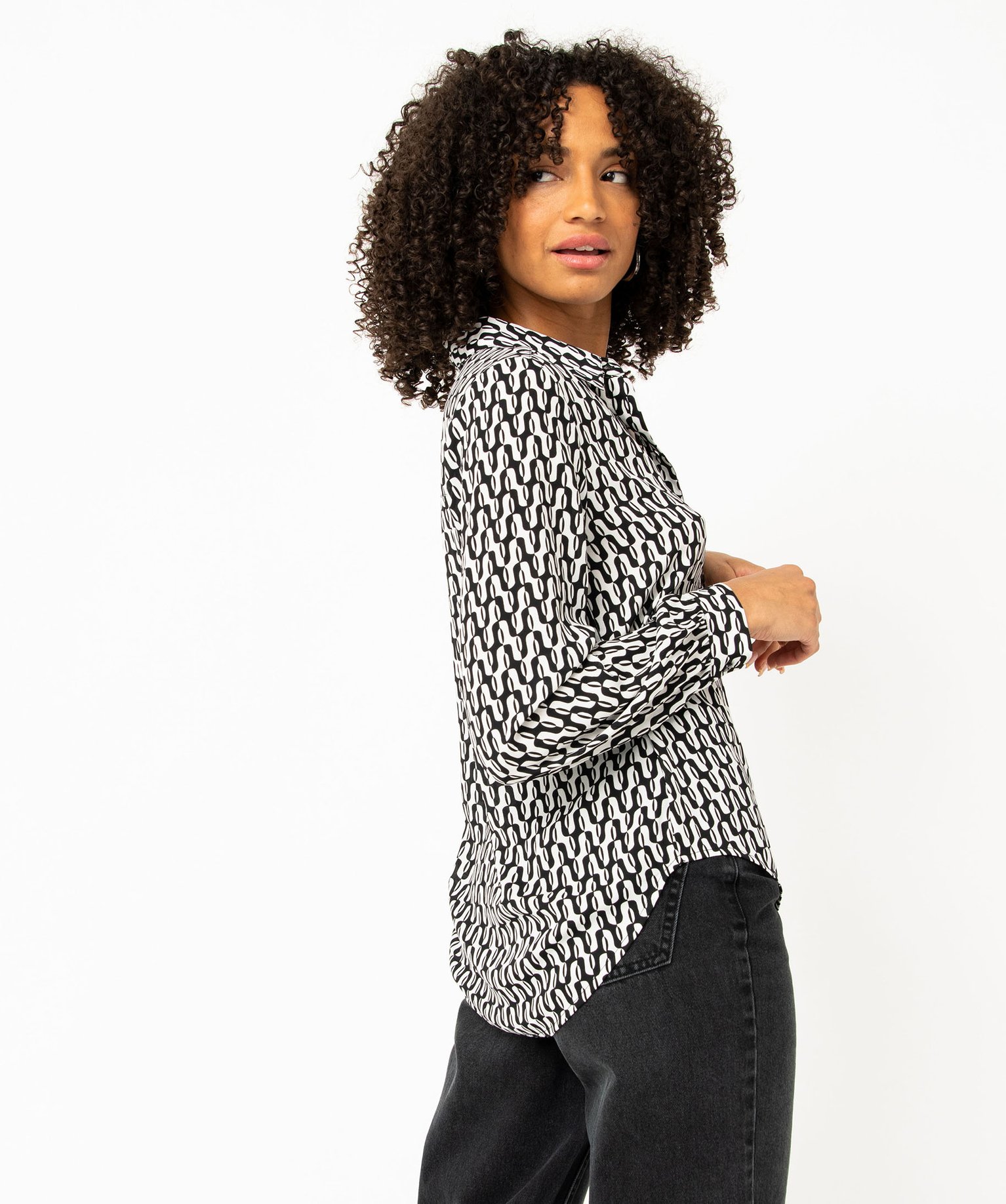 Chemise imprimée à manches longues femme imprime | GEMO