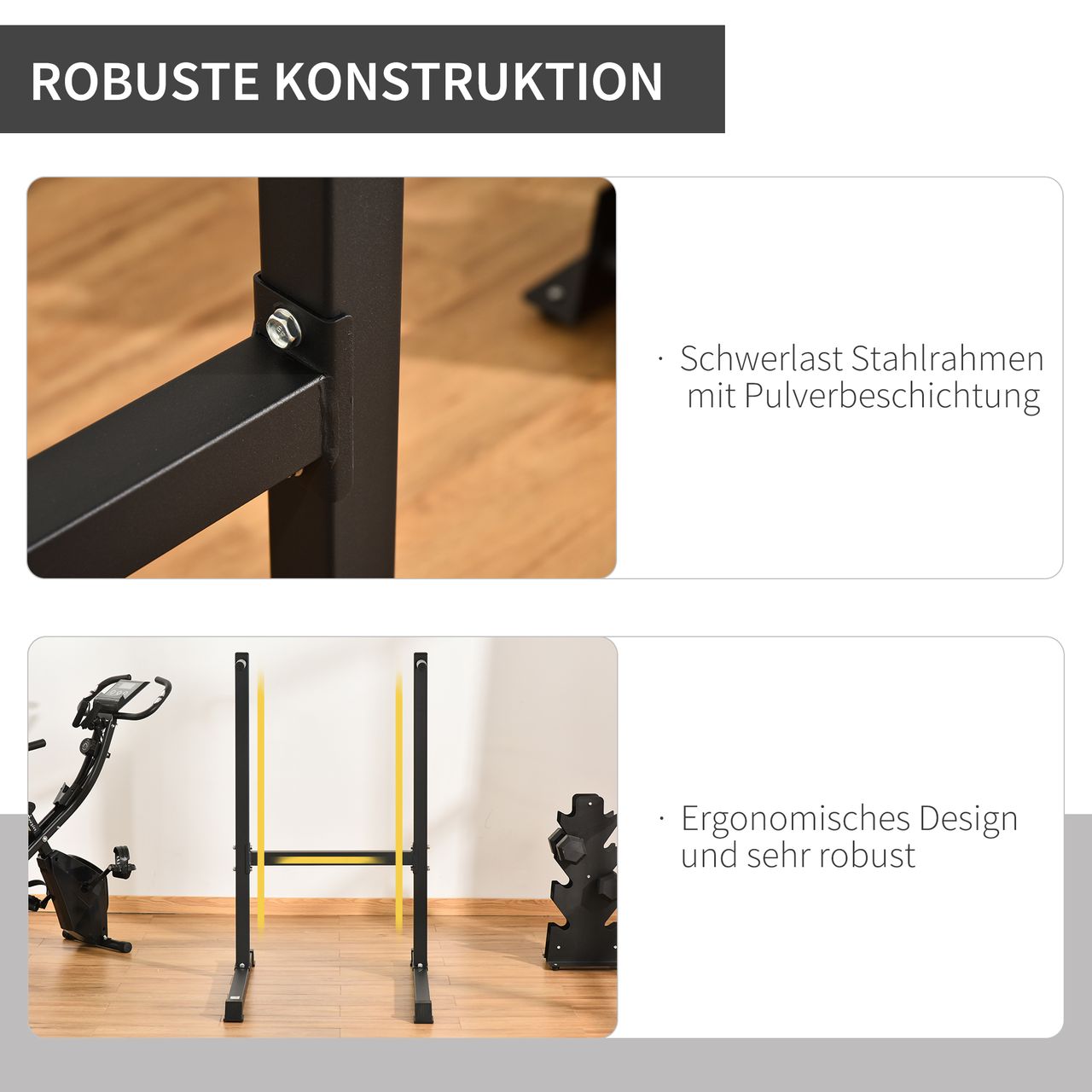 HOMCOM Dipstation Dipständer Ständer Bauchtrainer Rückentrainer Stahl Schwarz 104 x 70,5 x 122 cm