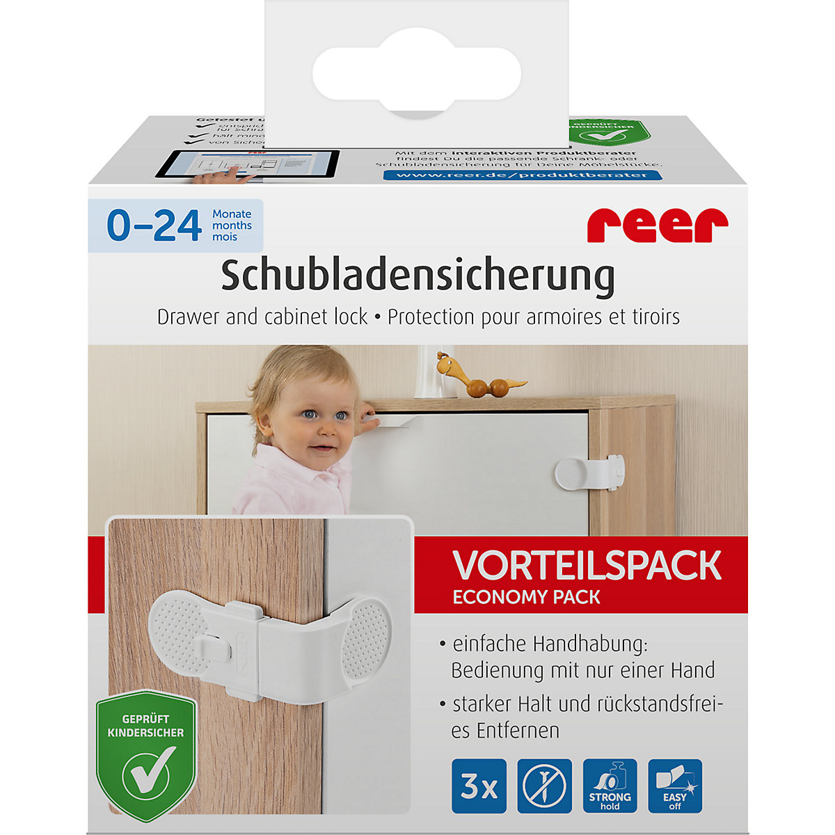 Vorteilspack Schrank- und Schubladensicherung, 3 Stück