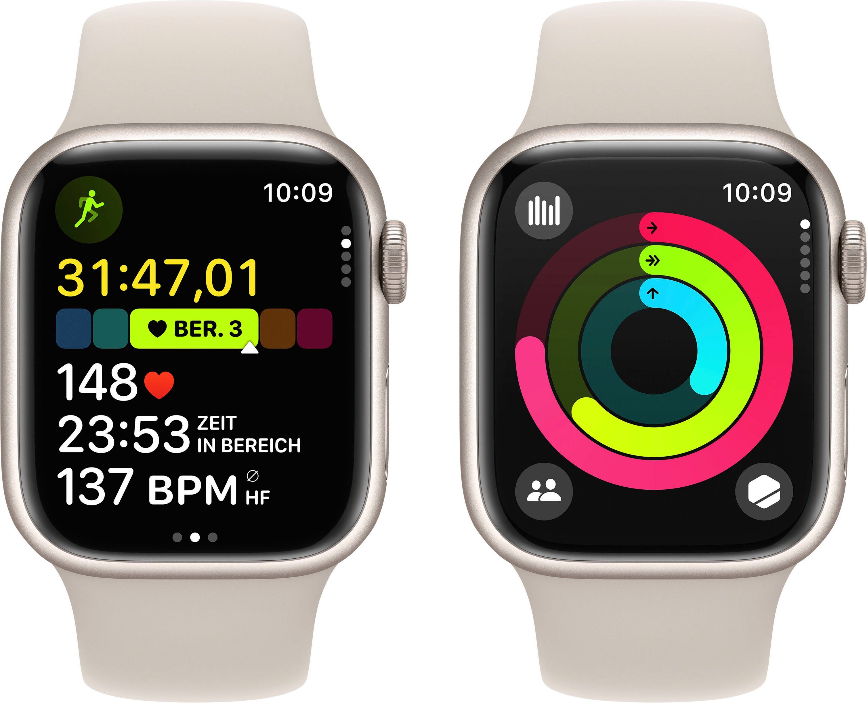 Apple Watch Series 9 GPS + Cellular 41mm Aluminium Smartwatch (4,1 cm/1,61 Zoll, Watch OS 10), Sport Band