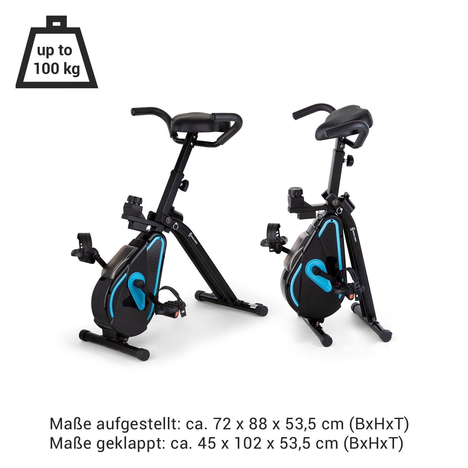 Capital Sports Fahrradtrainer Azura Desk Bike Heimtrainer 7,5 kg Schwungmasse Riemenantrieb (Tischkonsole), Standfahrrad Heimtrainer Hometrainer Fahrrad klappbar Cardio Trainingsgerät Ausdauertraining Fitness Fahrrad