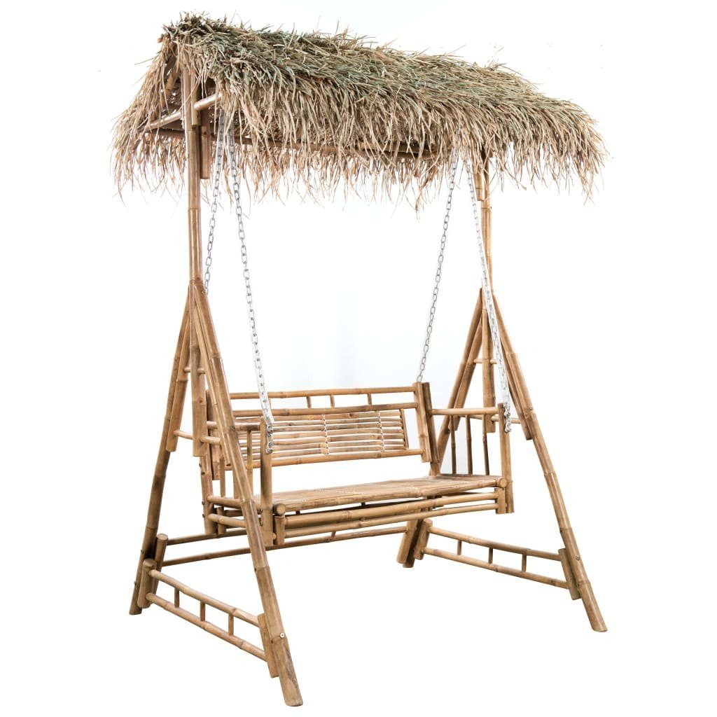vidaXL Hollywoodschaukel Hollywoodschaukel mit Palmblättern und Kissen 202 cm Bambus, 1 tlg.