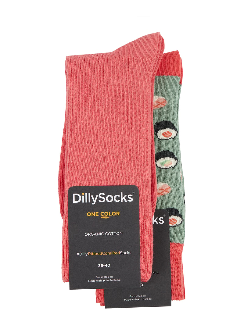 Socken mit Bio-Baumwolle im 2er-Pack in koralle