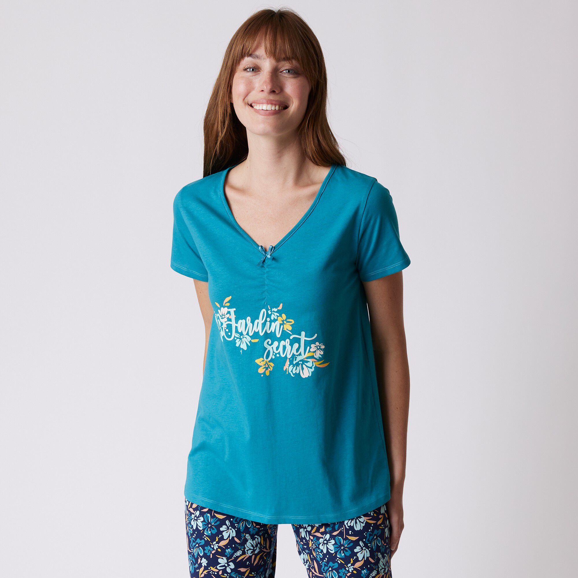 Tee-shirt pyjama manches courtes imprimé 