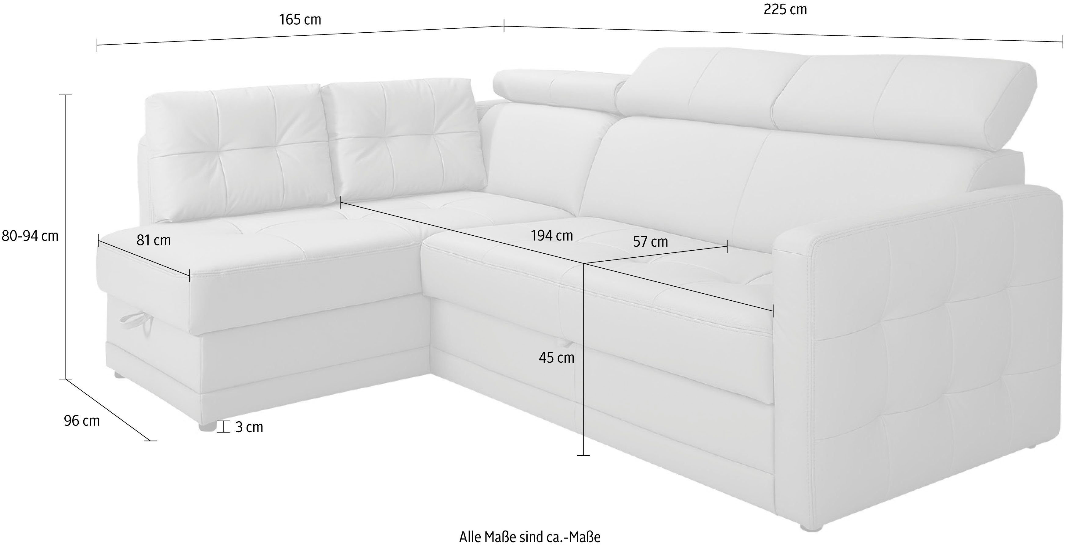 exxpo - sofa fashion Ecksofa Arles, wahlweise mit Bettfunktion und Bettkasten