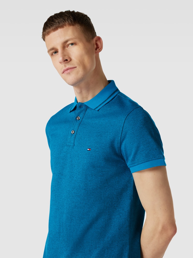 Poloshirt mit Logo-Stitching Modell 'PRETWIST' in himmelblau