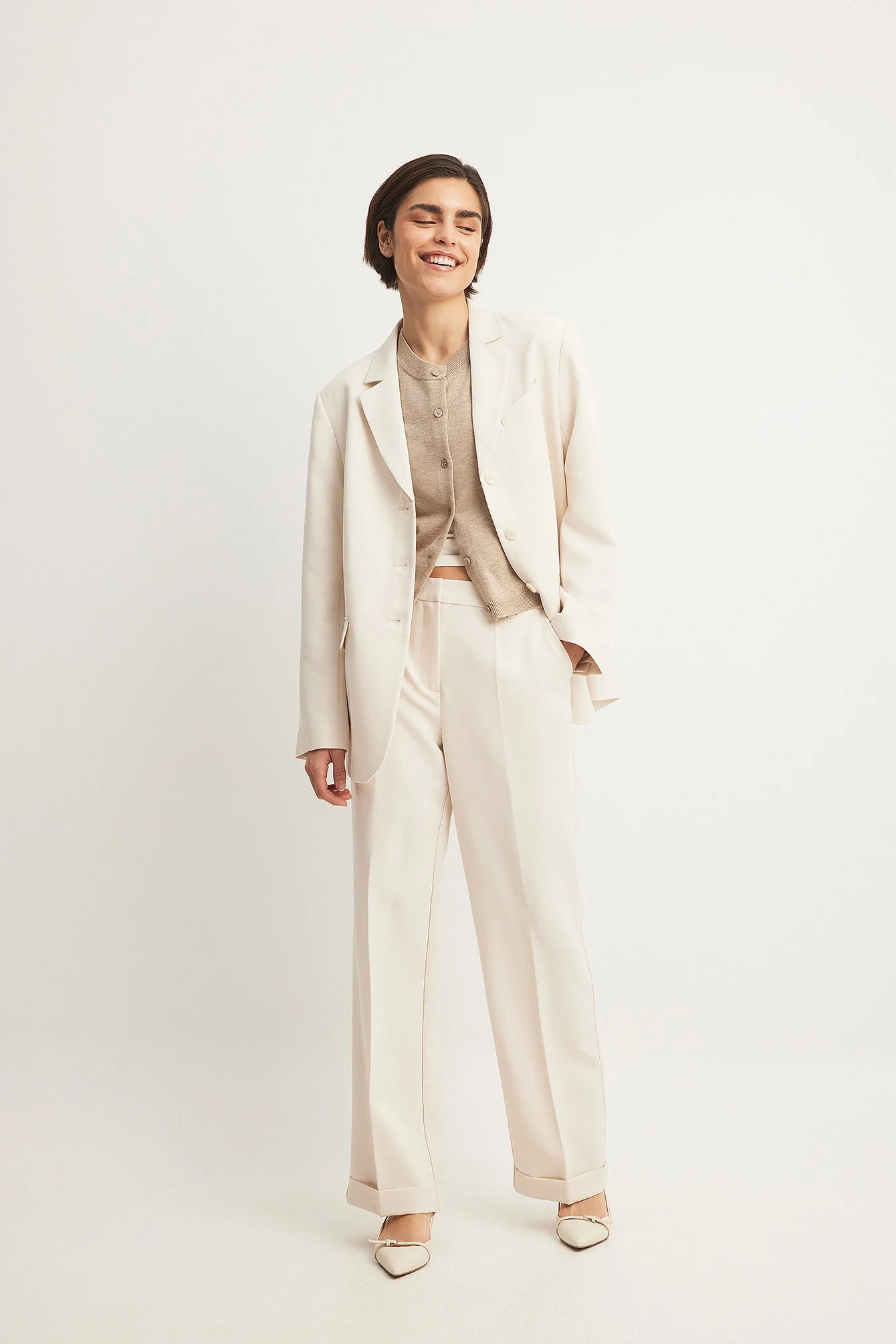 Oversize-Blazer mit drei Knöpfen