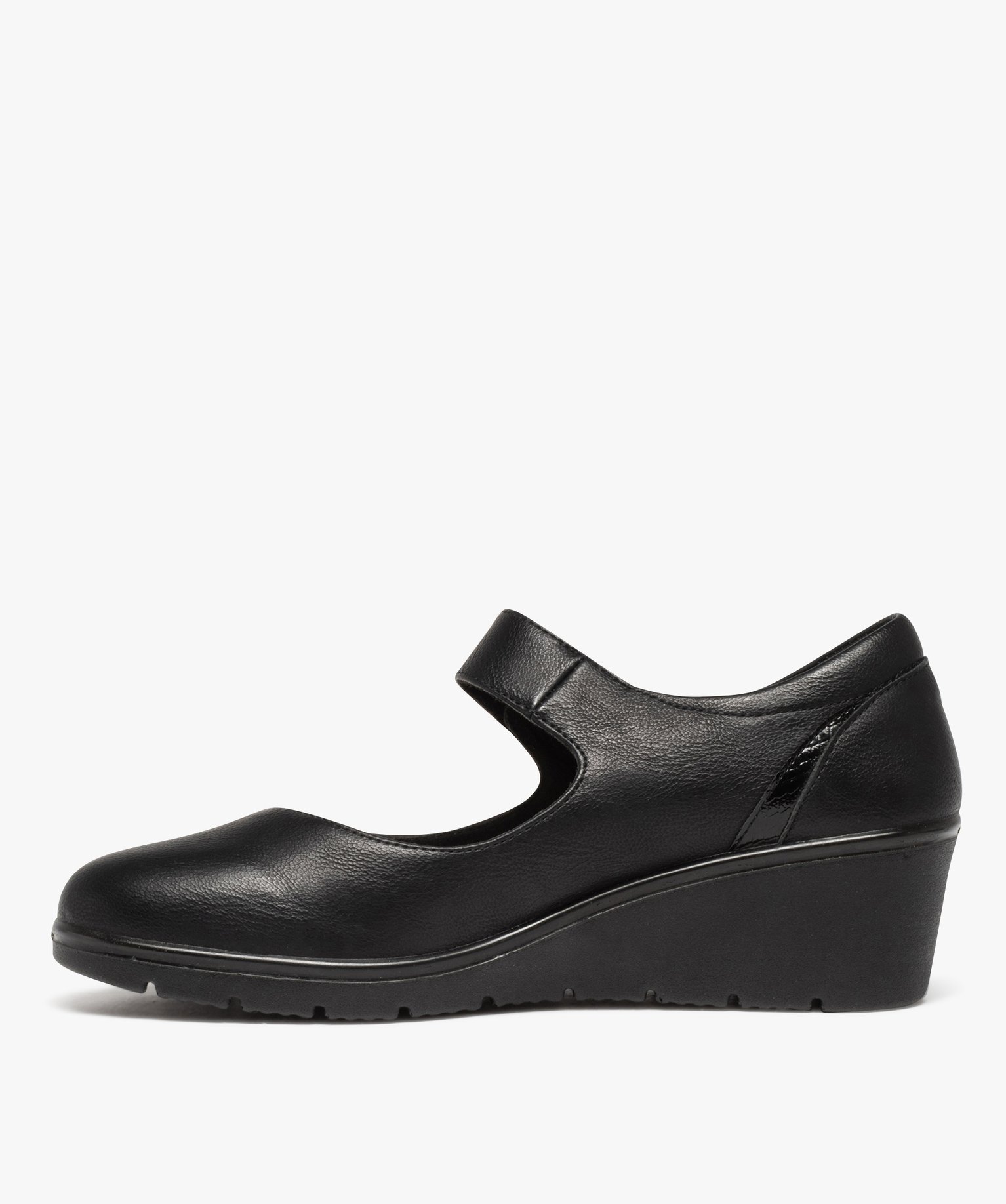 Sandales femme compensées détails strass et métallisés noir | GEMO