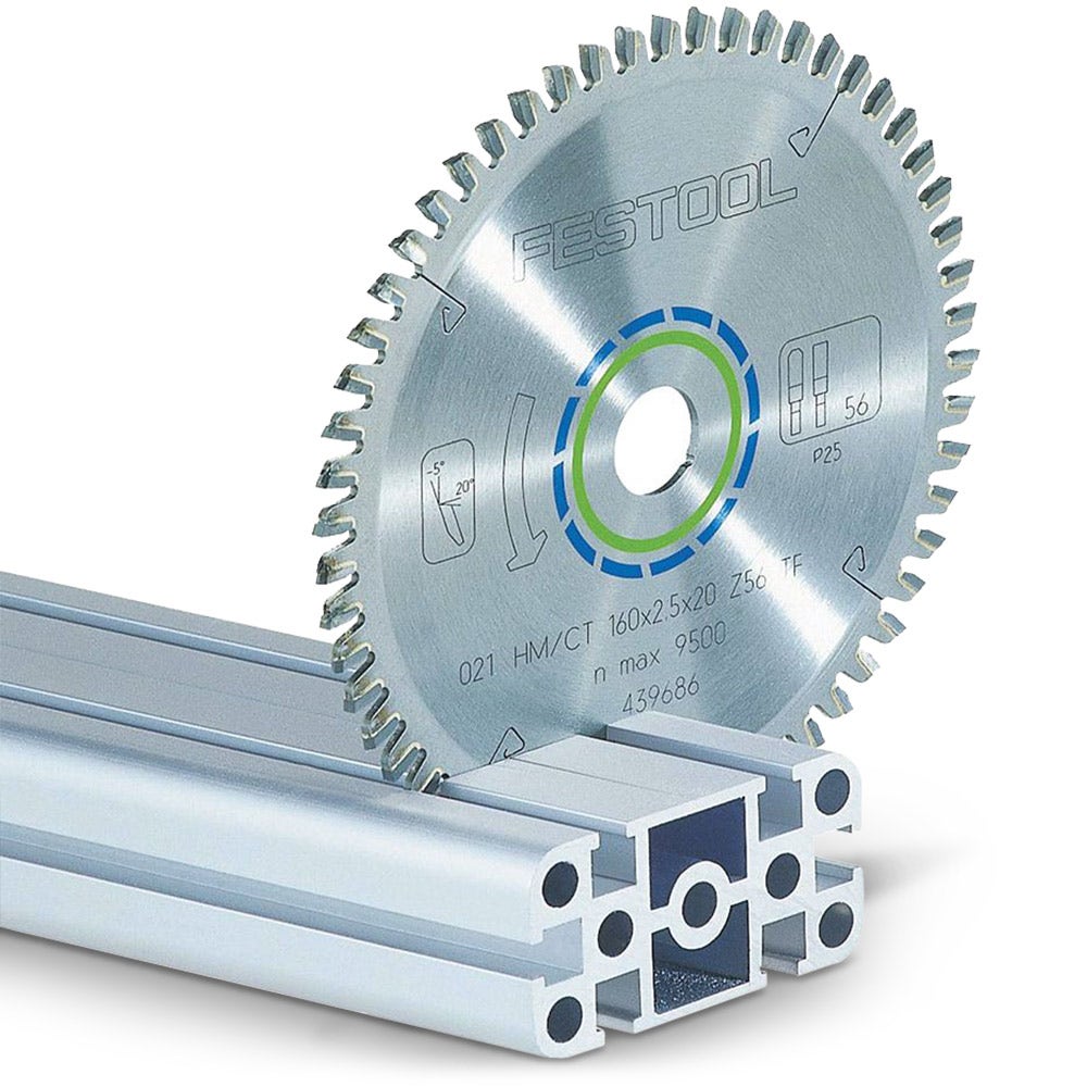 Lâmina de serra FESTOOL de 160 mm com 52 dentes TCT para corte de metais não ferrosos.