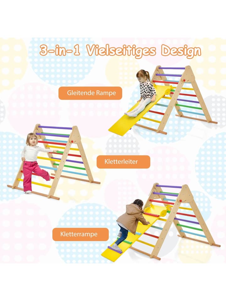 COSTWAY Kletterdreieck mit Rutsche in Bunt günstig kaufen 85 cm