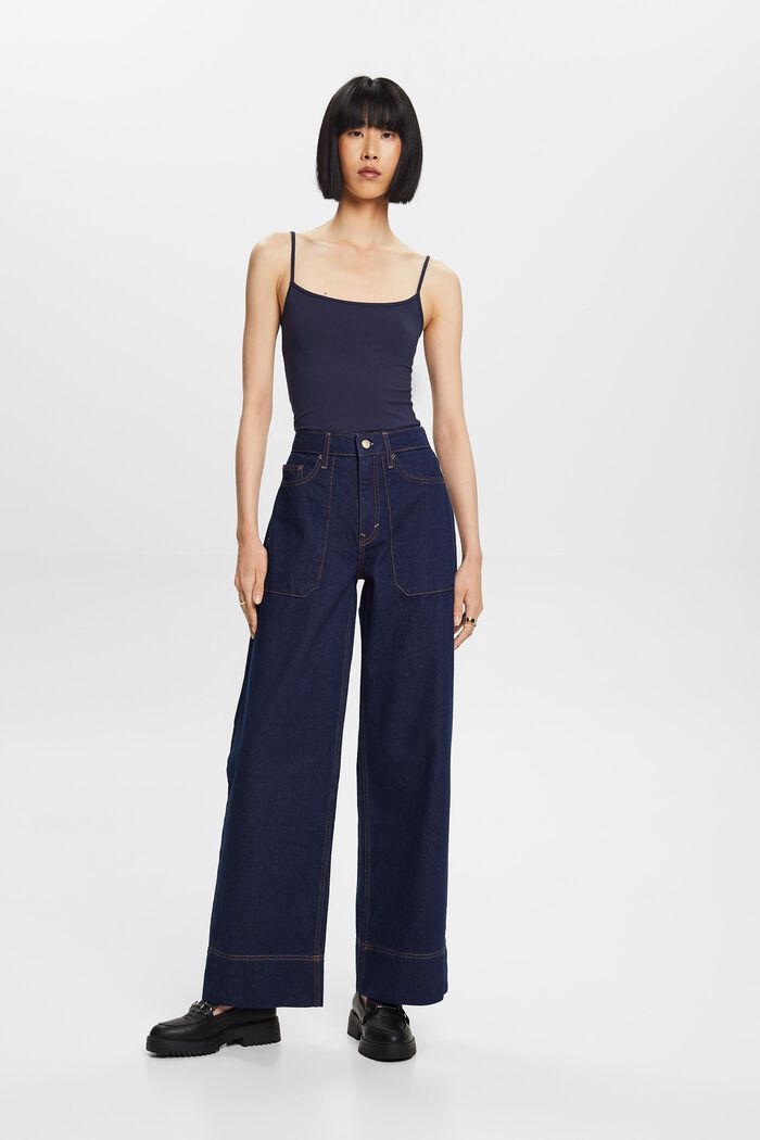 Retro-Jeans mit weitem Bein, 100 % Baumwolle