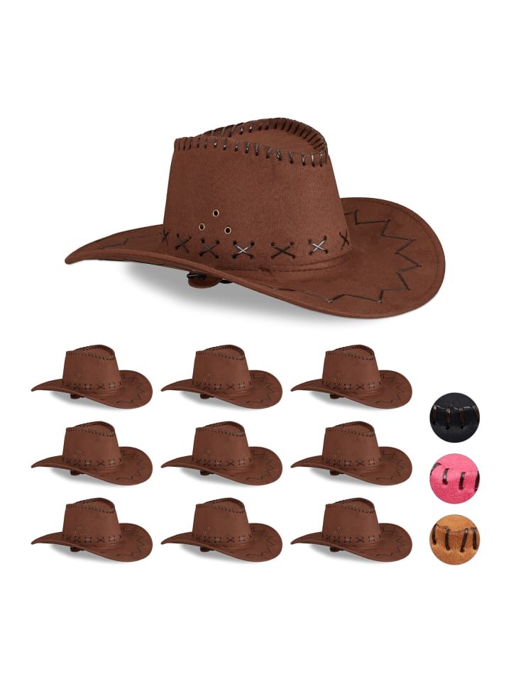 relaxdays 10x Cowboyhut in Dunkelbraun günstig kaufen onesize