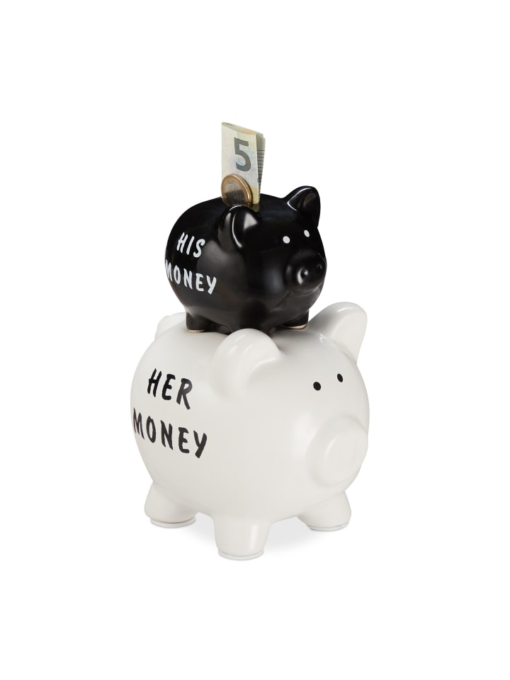 relaxdays Sparschwein in Schwarz/Weiß günstig kaufen onesize