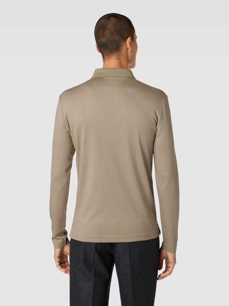 Poloshirt mit Label-Stitching Modell 'PIROL' in taupe