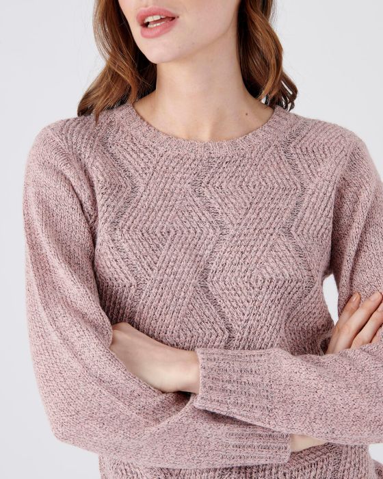 Pull col rond, maille chinée chaude Thermolactyl