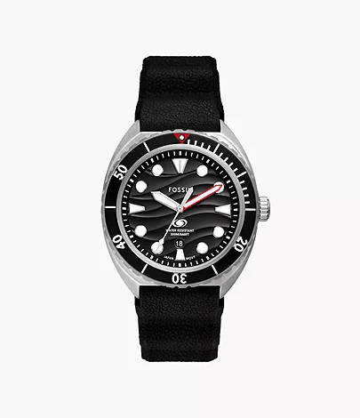 Fossil Uhr Breaker Dive 3-Zeiger-Werk Datum Silikon schwarz