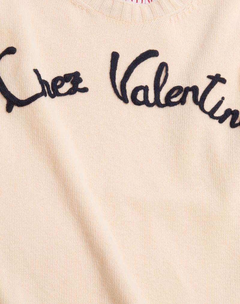 Chez Valentino uldtrøje med rund hals og broderi