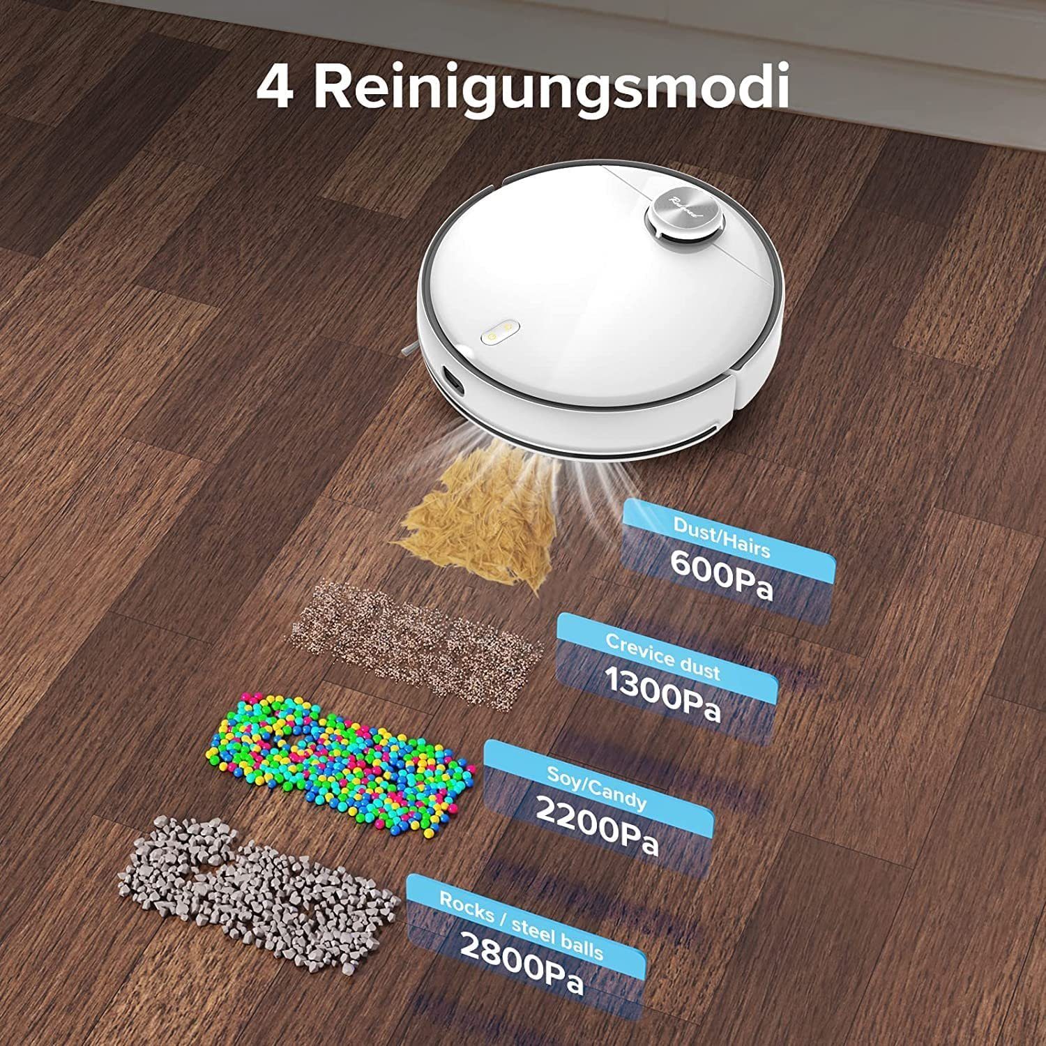 redroad Saugroboter G10, 2800 W, Reinigung mit elektrolysiertem Wasser, 4,5L Wassertank,4LAbwassertank