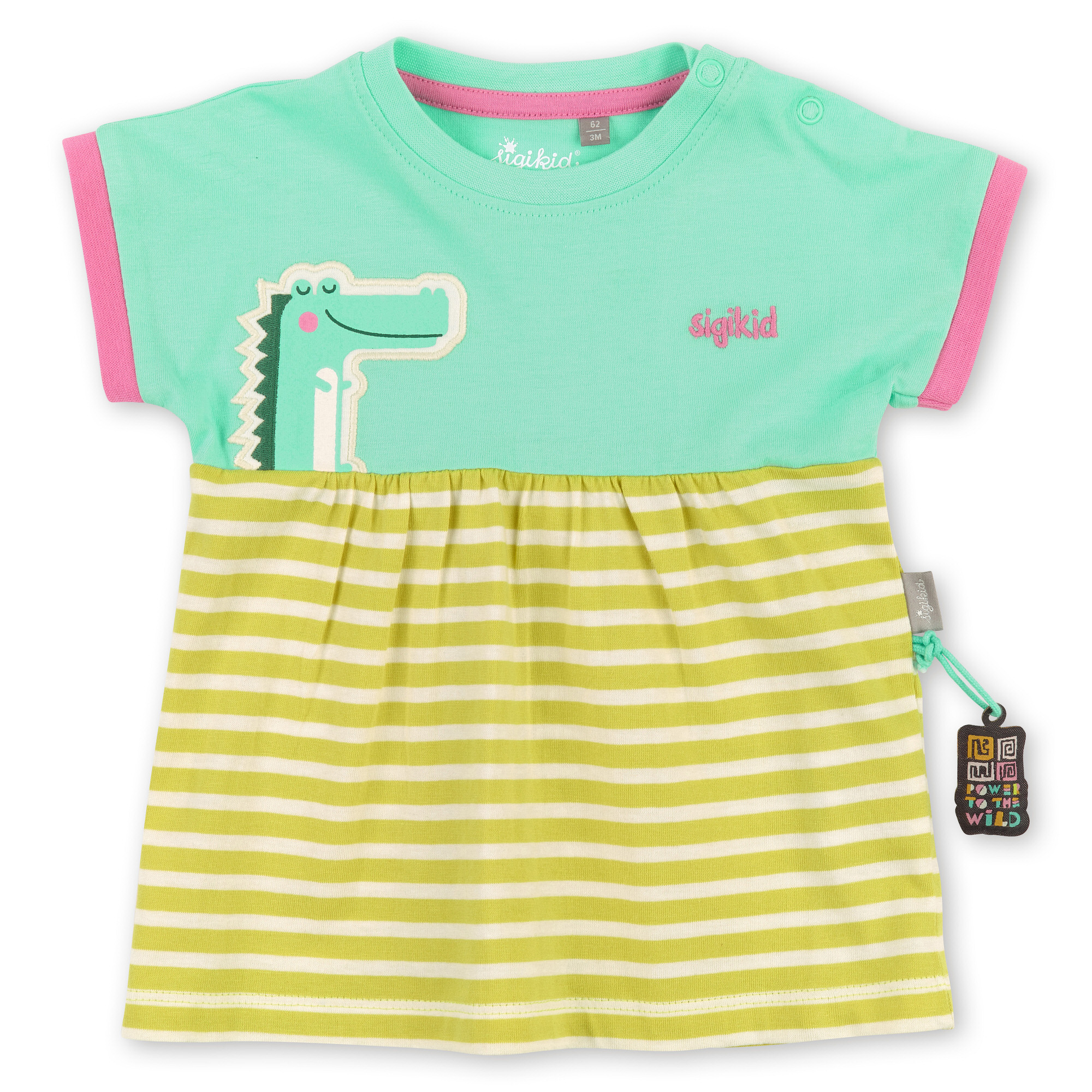 Babykleid Happy Wildlife grün/geringelt