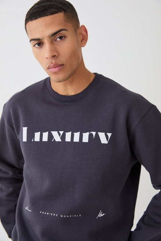 Kastiges Oversize Sweatshirt mit Luxury-Print
