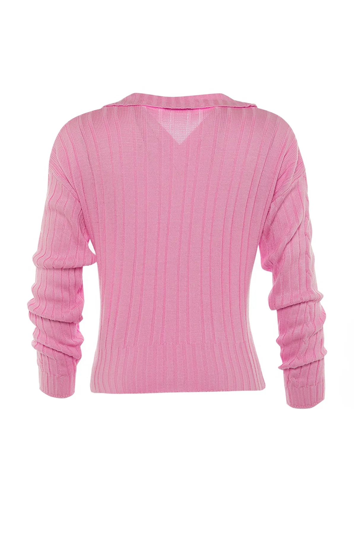 Trendyol Collection  Rosa Strickpullover mit detailliertem Muster TWOAW22KZ1506