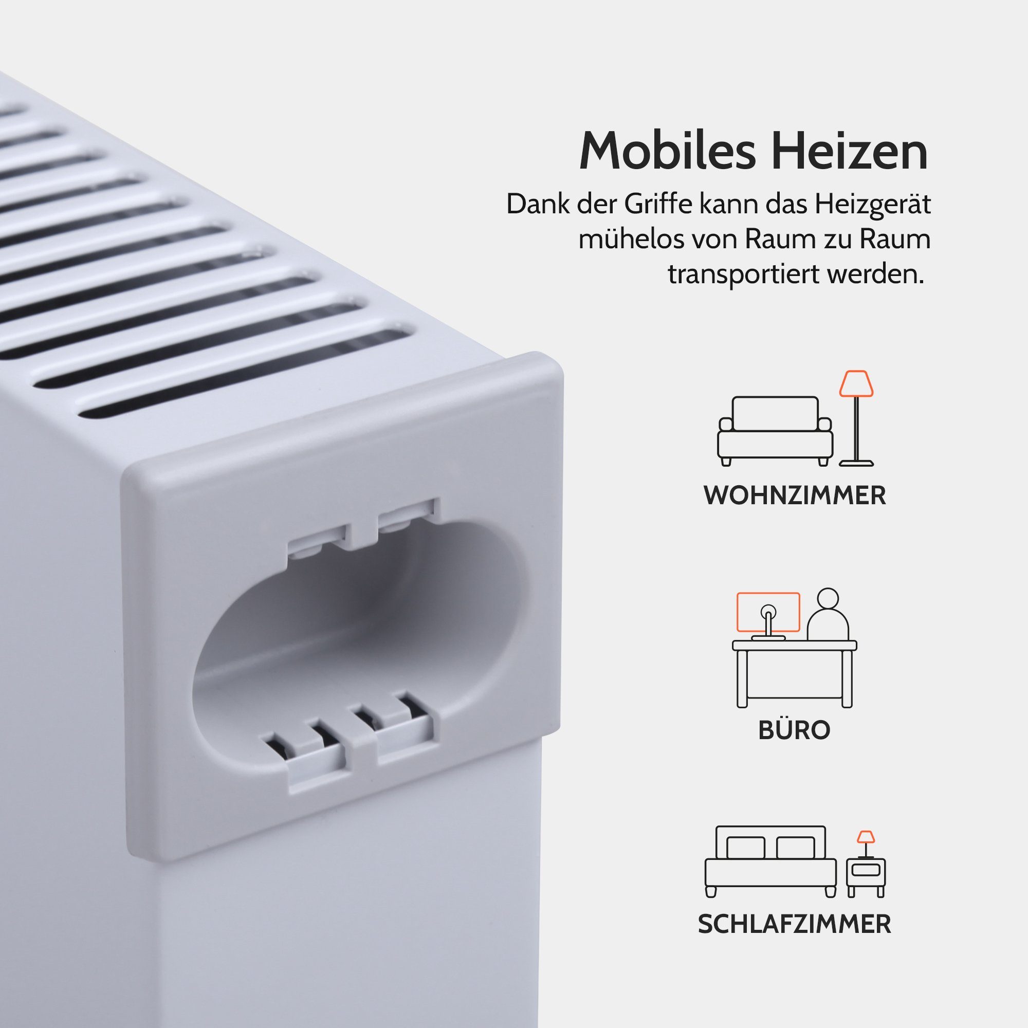 Bestlivings Konvektor Telewelt Heizkörper 9 Stufen - XL, 2500 W, Elektroheizung - Heizung elektrisch, Heizkörper Heizgerät Thermostat