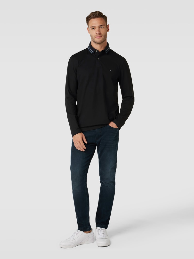 Poloshirt mit Polokragen in schwarz