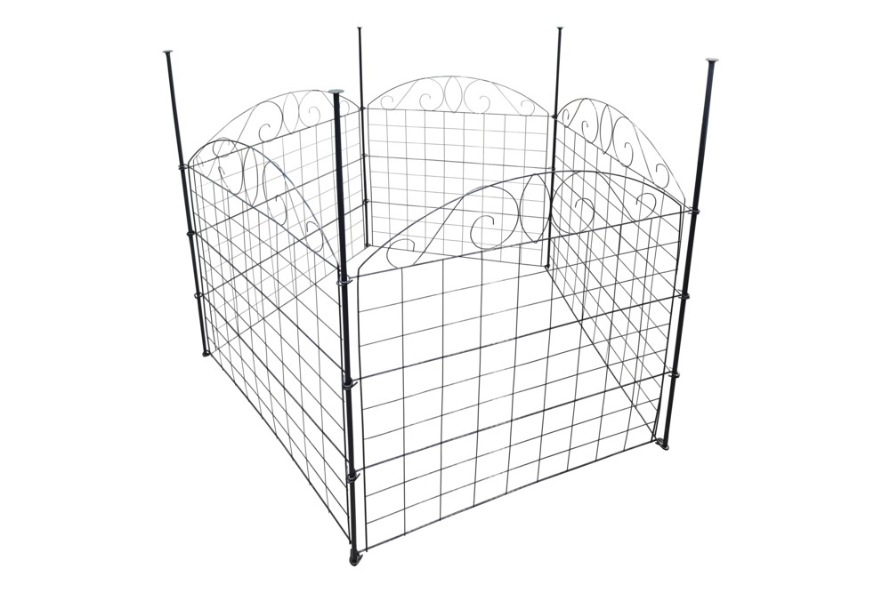 Powertec Garden Metall Gartenzaun mit Pulverbeschichtung C02,Anthrazit, 775*640 mm,11-tlg.Set,2erSet