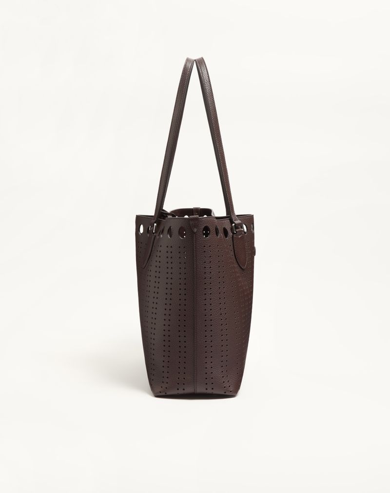 Bolsa de compras média Valentino Garavani Dottie em couro perfurado