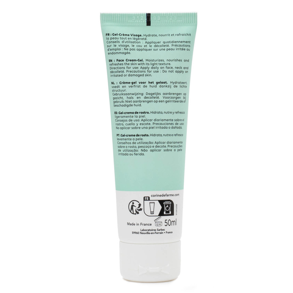 corine de farme Gel-crème visage à l'extrait de Spiruline Gel crème