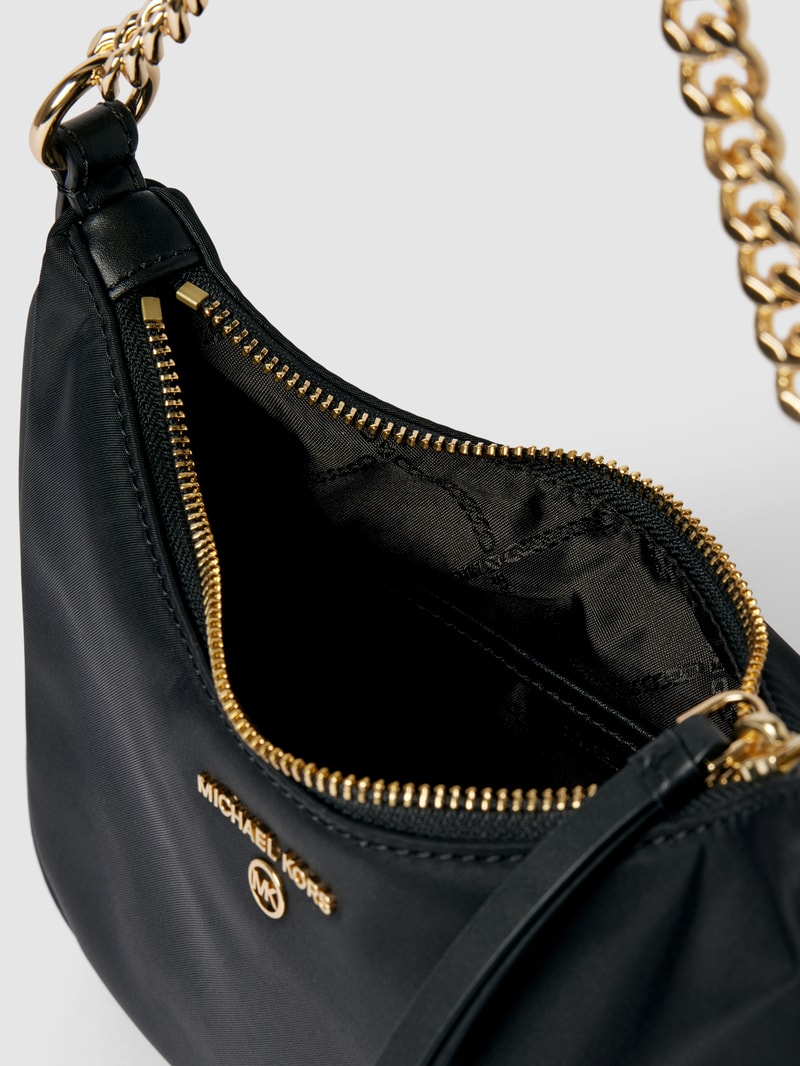Schultertasche mit Label-Applikation Modell 'JET SET CHARM' in schwarz
