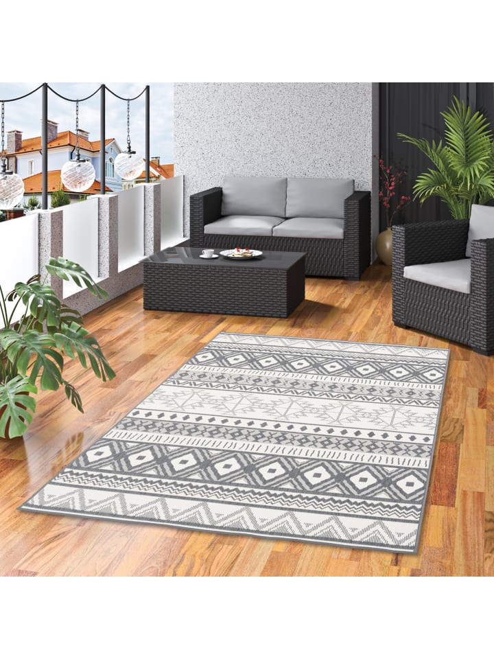 Pergamon In- und Outdoor Teppich Beidseitig Cape Cod  Ethno in Grijs günstig kaufen